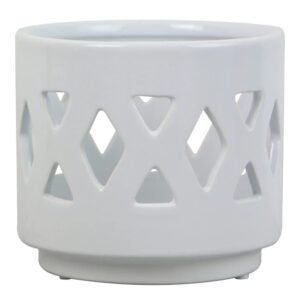 Votaniki 6" White Ceramic Planter w/ Drainage Holes Orchid Pot w/ Sunlight Holes