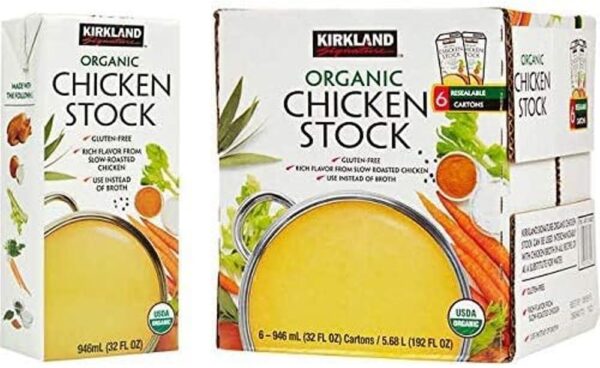 Kirkland Signature Organic Gluten-Free Chicken Stock Reasealable Cartons: 6-Count (32 fl oz.)