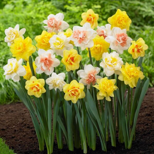 Votaniki Double Daffodil Mix - Long Lasting Blooms, Perennial Narcissus Double Daffodil Mixed Bulbs for Planting | Easy to Grow and Low Maintenance