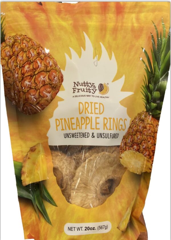 Nutty And Fruity Dried Pineapple Rings - 20 oz