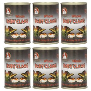 Chefs Quality Whole Baby Clams (6 Pack, Total of 60oz)