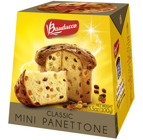 Bauducco Mini Panettone Classic, Moist & Fresh, Traditional Italian Recipe, Italian Traditional Holiday Cake, 2.8 oz (Pack of 4)