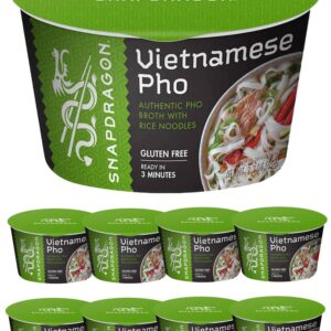 Instant Pho Noodle Bowls Bundle. Includes Nine - 2.1 Oz Snapdragon Vietnamese Pho Bowls in Beef Broth Soup! Snapdragon Vietnamese Pho Noodle Bowls are Gluten Free!